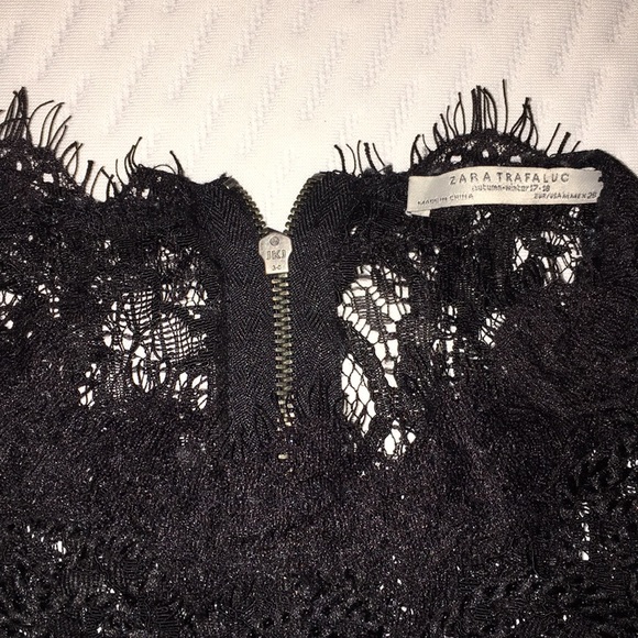 Zara M black lace design short sleeve top - Picture 2 of 3